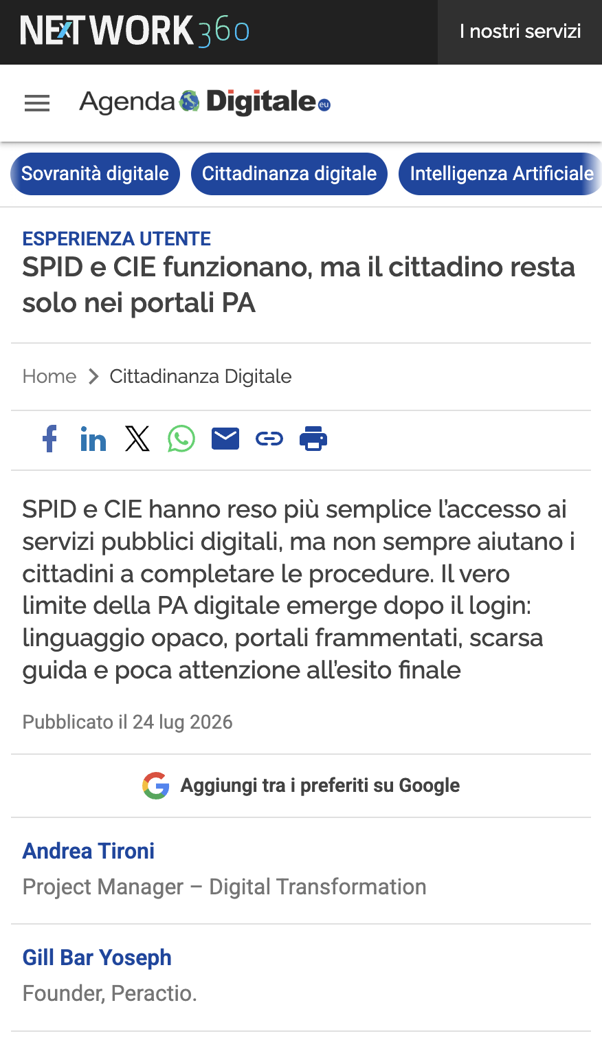 L'articolo su Agenda Digitale