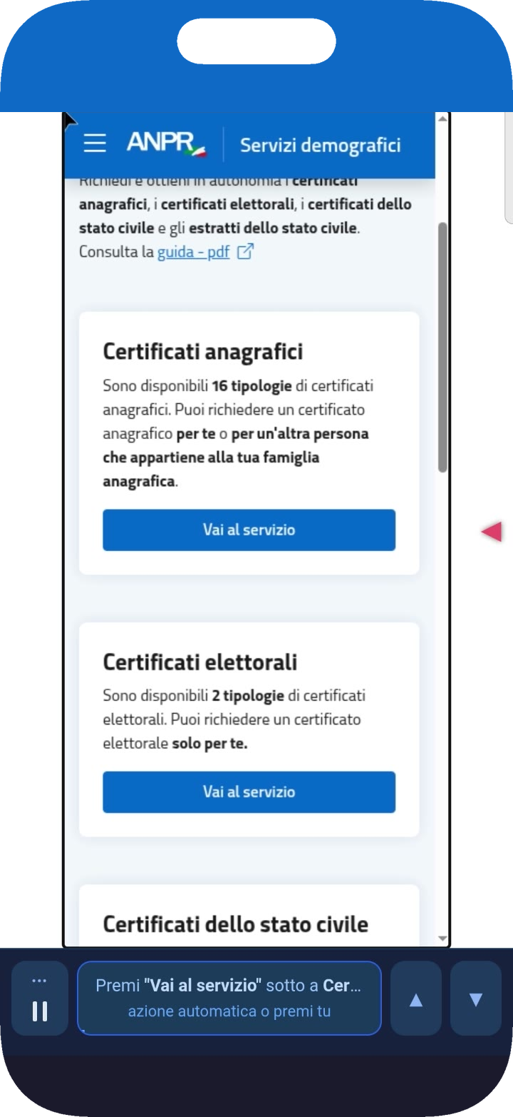 Peractio guida il cittadino dentro il portale della PA dopo l'accesso